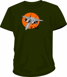 tričko s motivem F-15 ve slunci  khaki